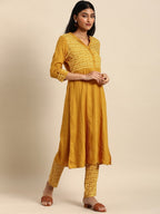 All About You Women Brown & Cream Printed Kurta with Trousers | Grocsy