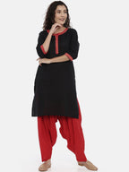 Souchii Red Solid Regular-Fit High-Rise Patiala | Grocsy