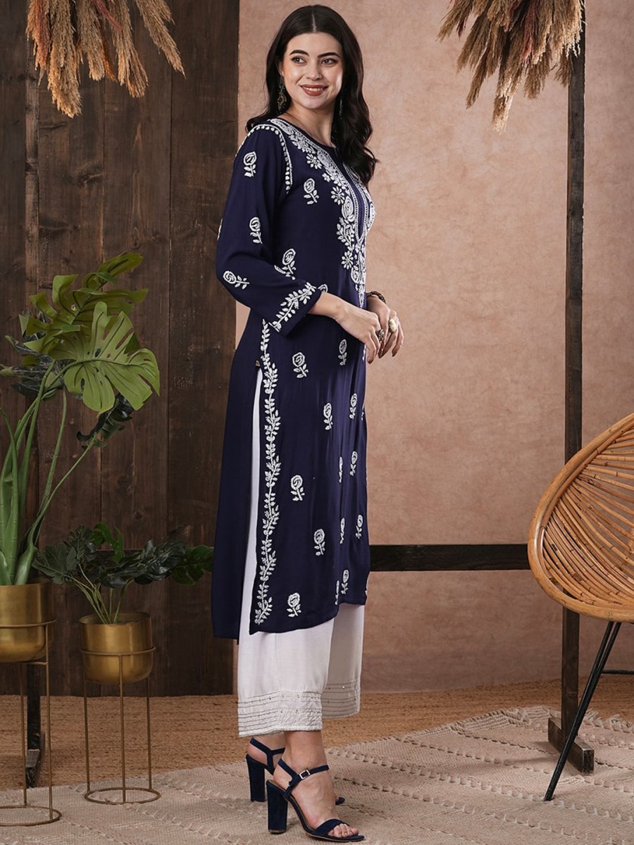 ADA Women Ethnic Motifs Printed Thread Work Kurta | Grocsy