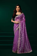 Joban Fashion Lavender Net Party Wear Sarees | Grocsy