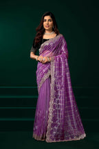 Joban Fashion Lavender Net Party Wear Sarees | Grocsy