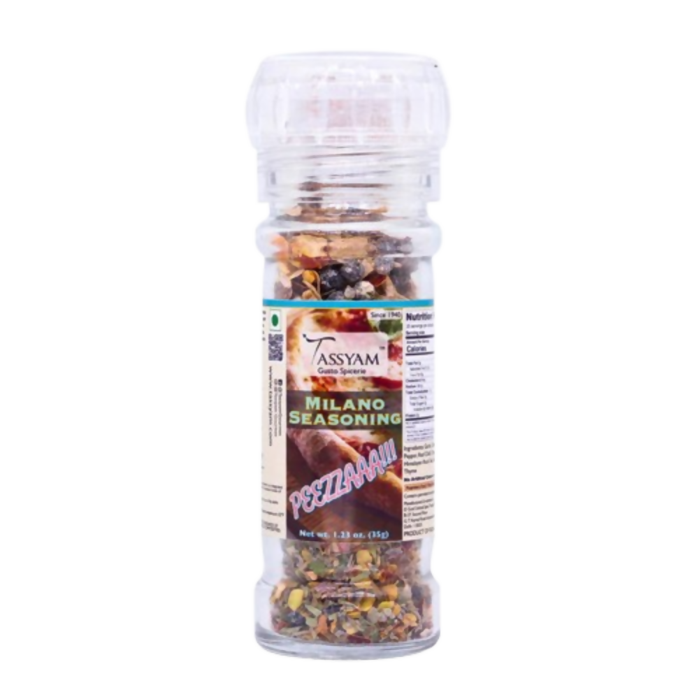 Tassyam Organics Milano Pizza Seasoning Grinder Bottle | Grocsy