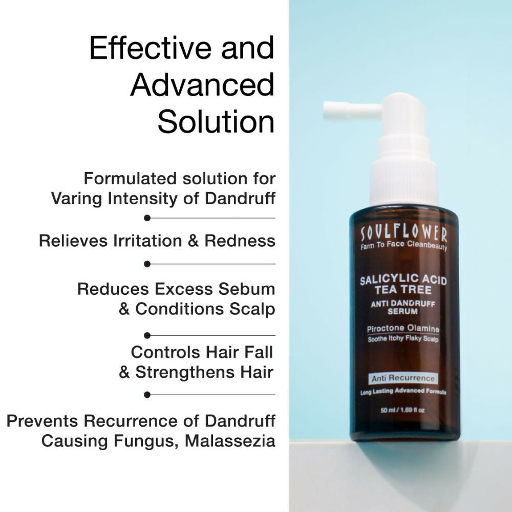 Soulflower Salicylic Acid Tea Tree Anti Dandruff Hair Serum | Grocsy