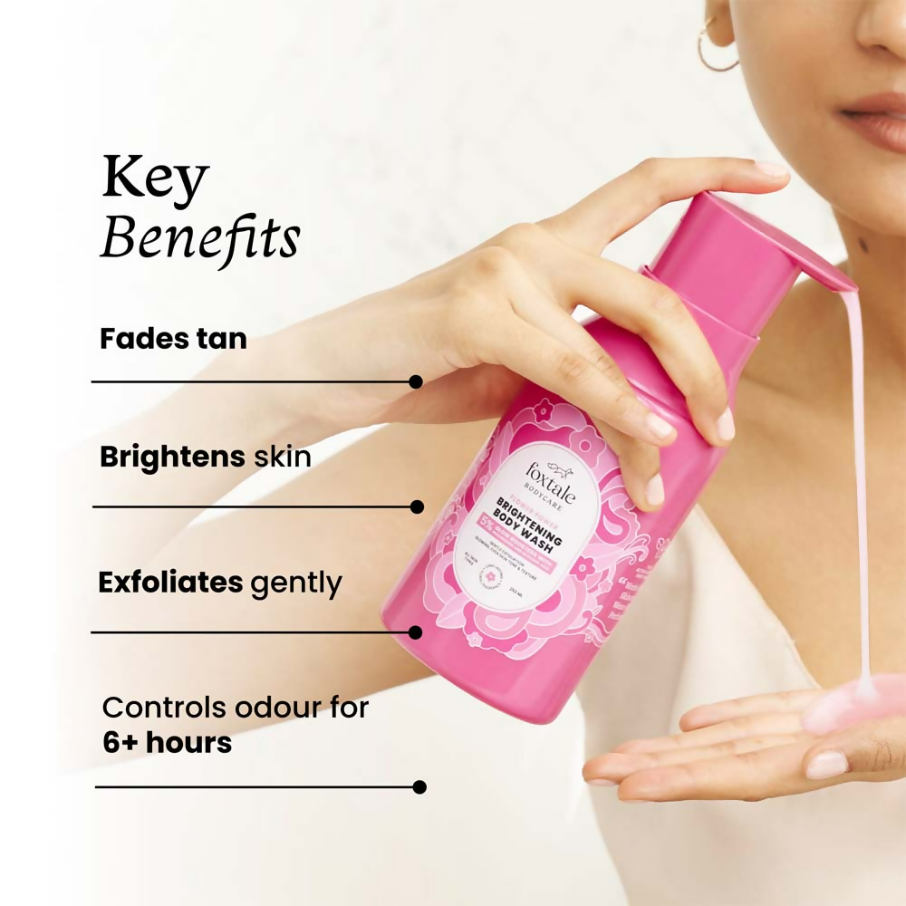 Foxtale Brightening Body Wash With Glycolic Acid & Niacinamide For Glowing Skin | Grocsy