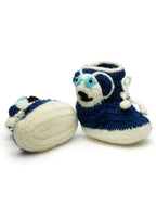 Chutput Kids Woollen Hand Knitted Panda Detailed Booties - Blue | Grocsy