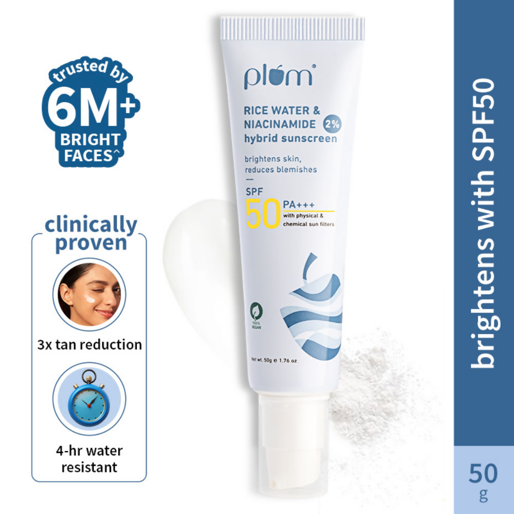 Plum Bestselling 2% Niacinamide & Rice Water SPF 50 PA+++ | Grocsy
