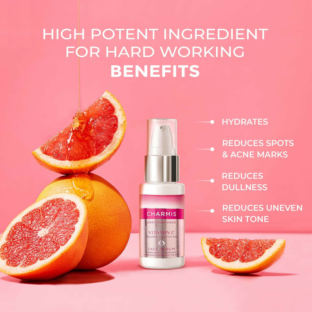 Charmis Deep Radiance Vitamin C Face Serum With Hyaluronic Acid and Salicylic Acid | Grocsy