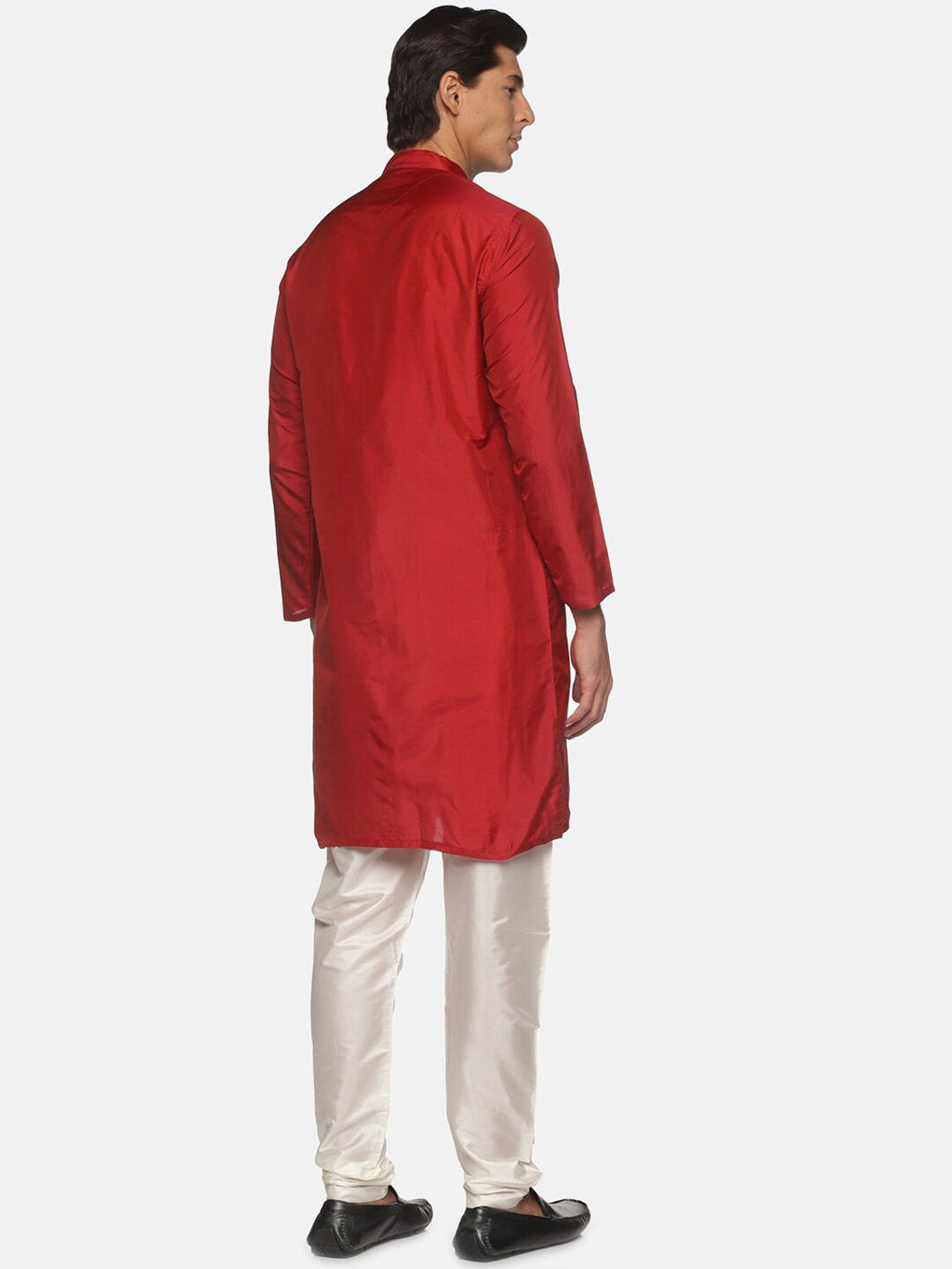 Sethukrishna Men Maroon Angrakha Kurta with Pyjamas | Grocsy
