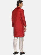 Sethukrishna Men Maroon Angrakha Kurta with Pyjamas | Grocsy