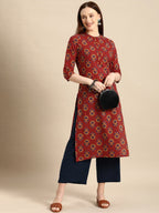 All About You Women Brown Ethnic Motifs Printed Regular Kurta | Grocsy