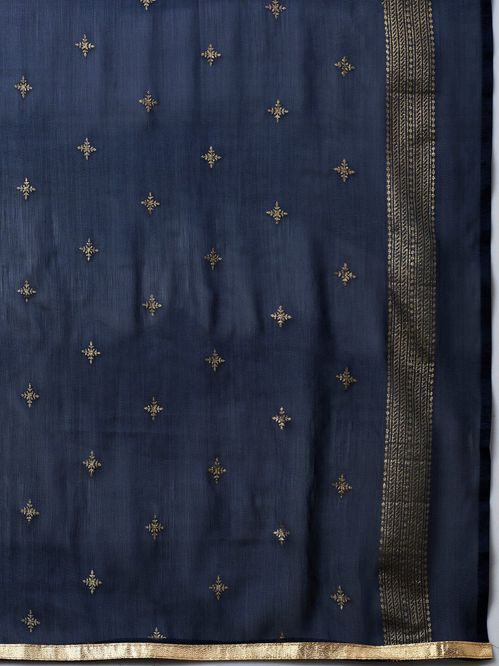 Saree Mall Navy Blue & Gold-Toned Embroidered Unstitched Dress Material | Grocsy