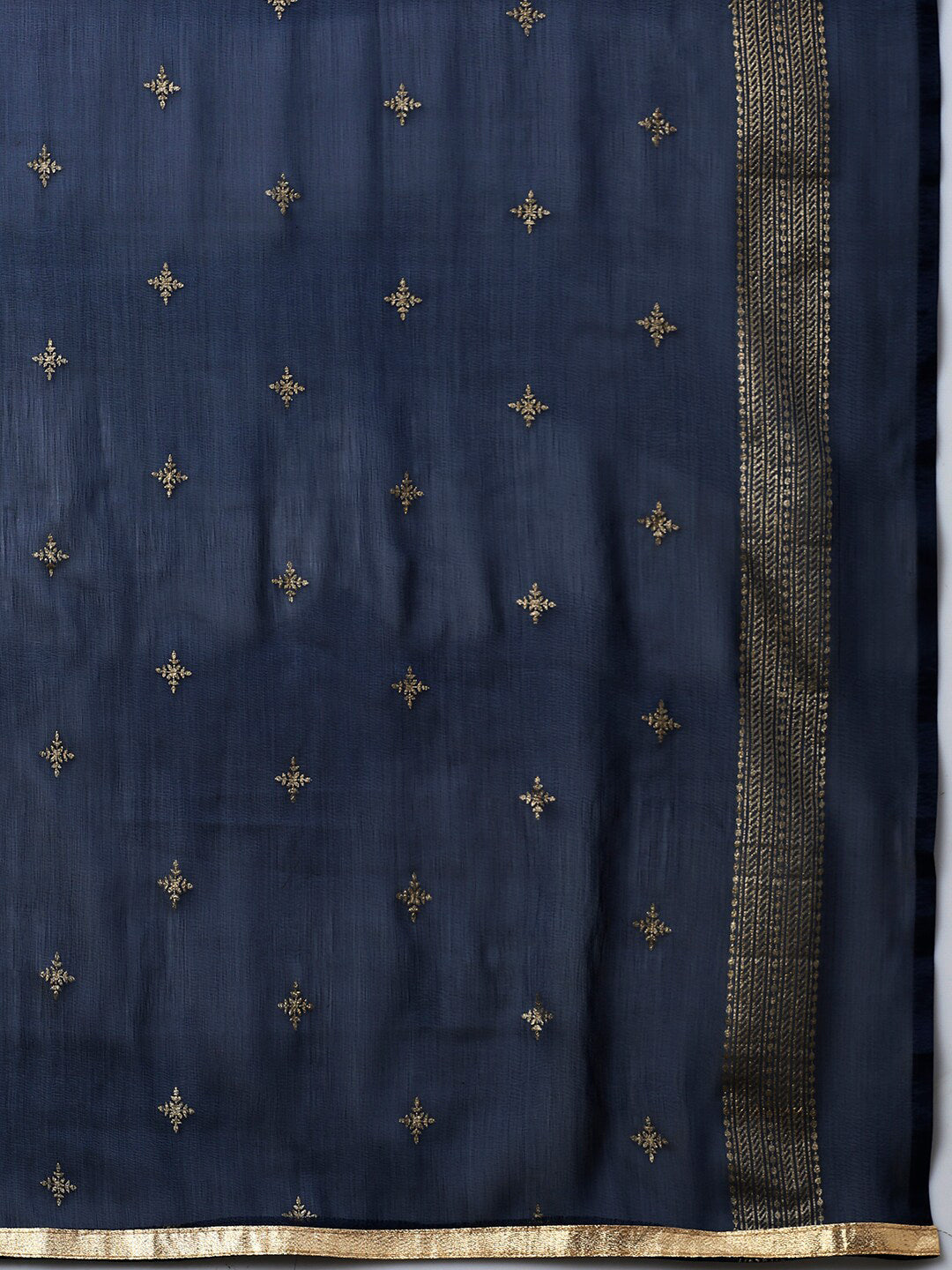 Saree Mall Navy Blue & Gold-Toned Embroidered Unstitched Dress Material | Grocsy