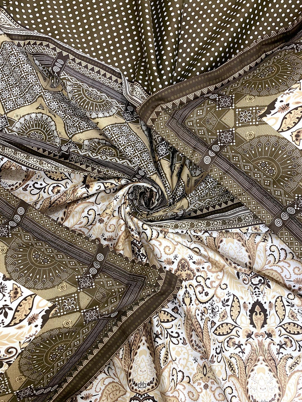 BELLA CASA Brown & Beige Ethnic Motifs Cotton 350 TC King Bedsheet with 2 Pillow Covers | Grocsy