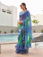 Tikhi Imli Bandhani Gotta Patti Georgette Saree | Grocsy