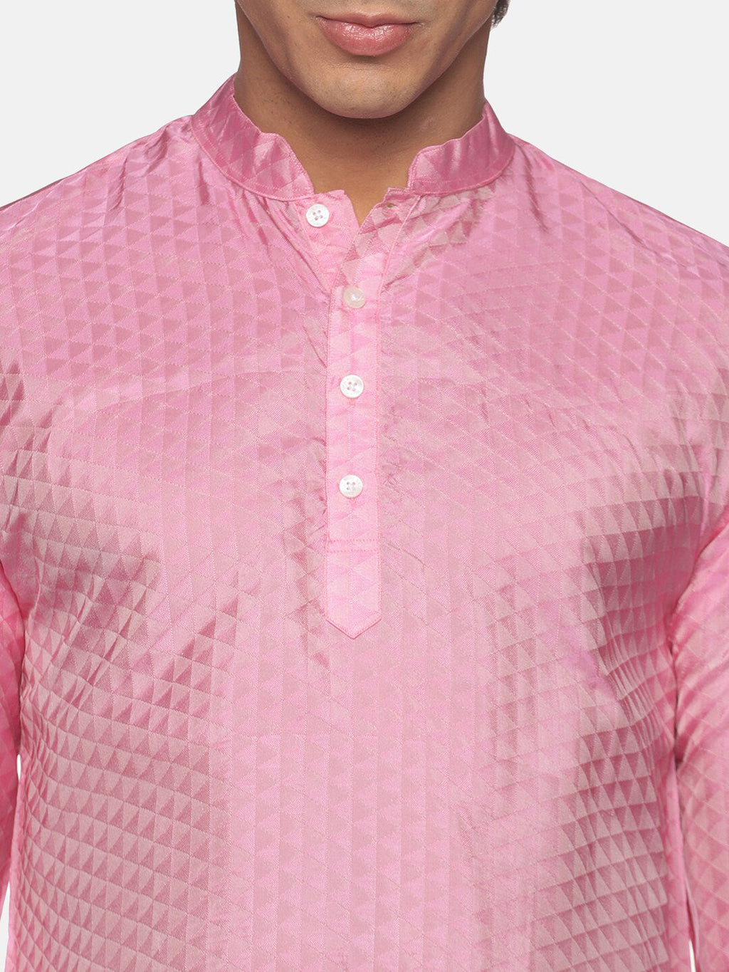 Sethukrishna Men Pink Angrakha Kurta with Pyjamas | Grocsy