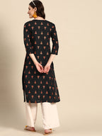 Sangria Floral Yoke Printed Mirror Work Kurta | Grocsy