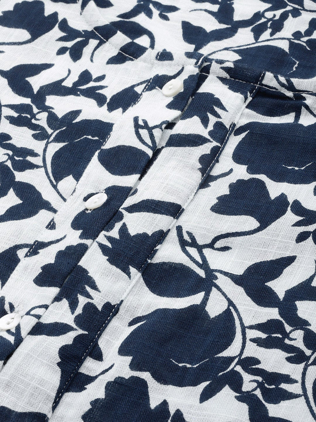 Sangria Women White & Navy Blue Printed Kurta with Trousers | Grocsy