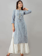 HERE&NOW Grey Bandhani Printed Gotta Patti Kurta with Sharara | Grocsy