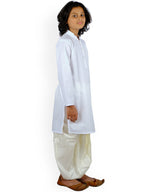 Sethukrishna Boys White Solid Pure Cotton Kurta With Dhoti Pant | Grocsy