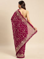 kasee Floral Zari Pure Georgette Saree | Grocsy