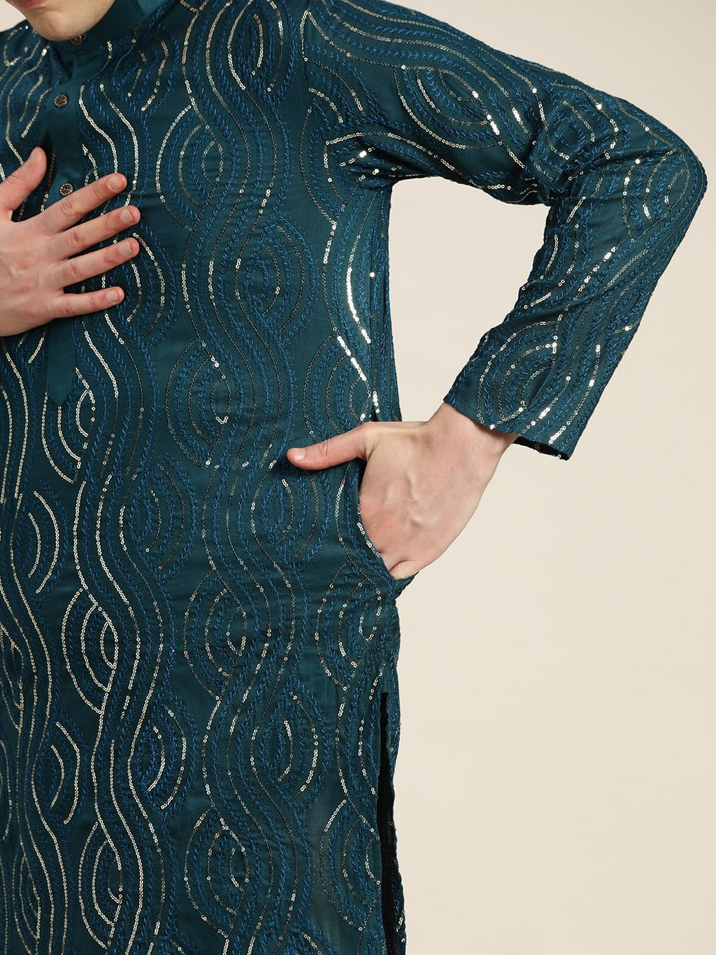 Sojanya Men Quirky Embroidered Sequinned Kurta | Grocsy
