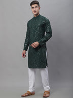 Sojanya Geometric Embroidered Pure Cotton Kurta With Churidar | Grocsy