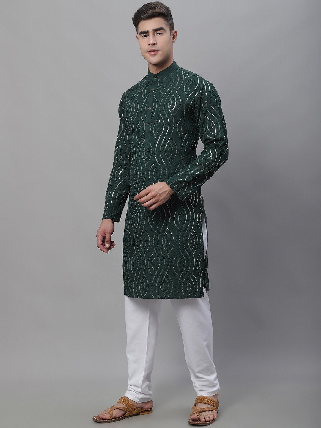 Sojanya Geometric Embroidered Pure Cotton Kurta With Churidar | Grocsy