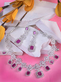 Saraf RS Jewellery Rhodium-Plated Pink AD studded Jewellery Set | Grocsy