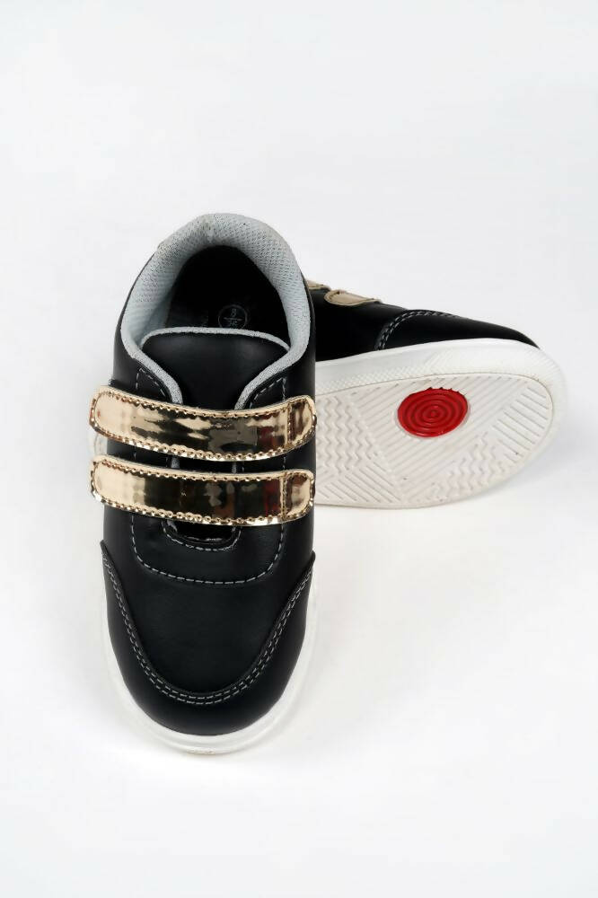 Tiny Bugs For Boys & Girls Double Velcro Sneakers - Black | Grocsy