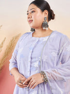 Sztori Floral Printed Round Neck A-Line Kurta with Palazzo & Dupatta | Grocsy
