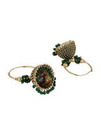 Anikas Creation Green & Gold-Toned Contemporary Jhumkas Earrings | Grocsy