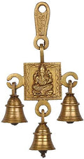 Uapan Brass Religious Hanging Bell (Ganesh, Gold) | Grocsy