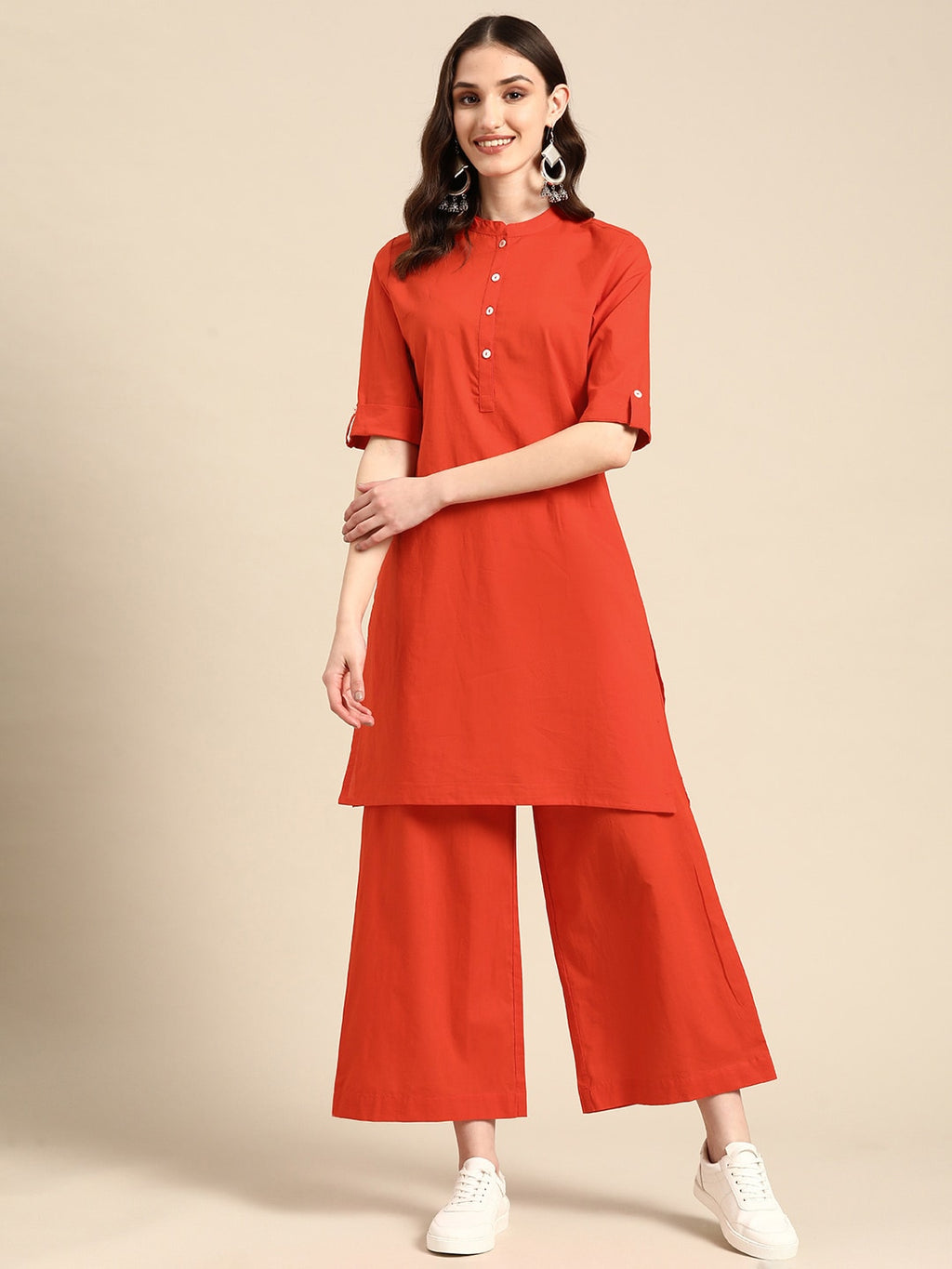 Sangria Women Pure Cotton Kurta with Palazzos | Grocsy