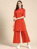 Sangria Women Pure Cotton Kurta with Palazzos | Grocsy
