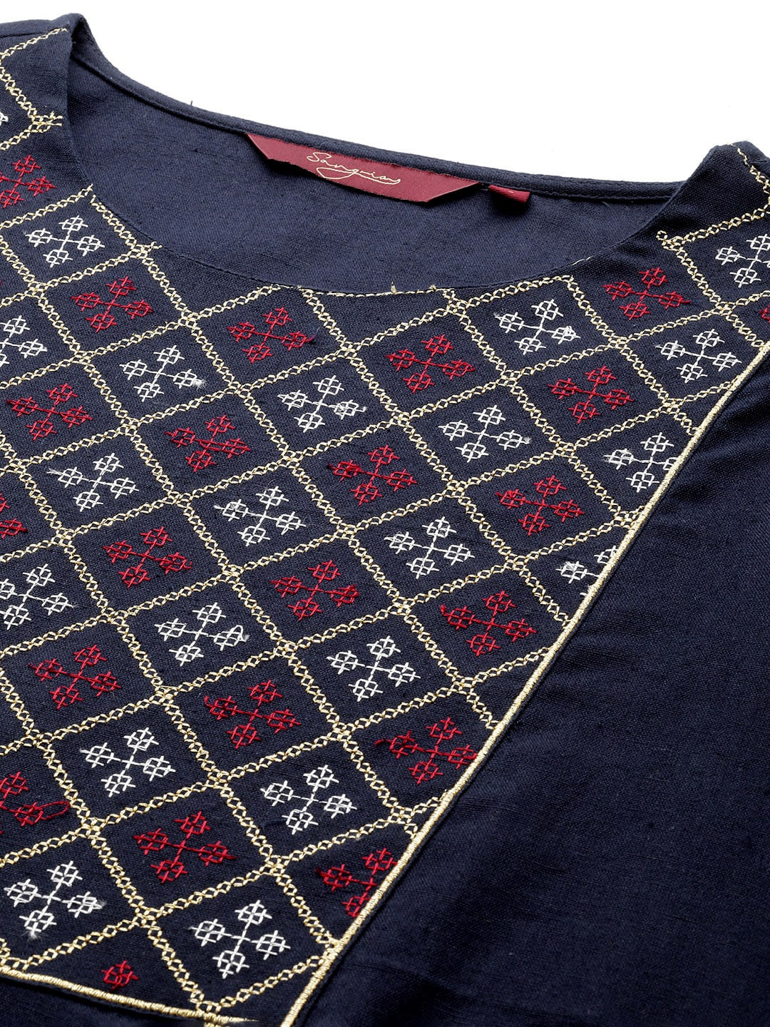 Sangria Women Geometric Yoke Design Kurta | Grocsy