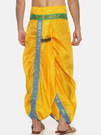 Sethukrishna Men Yellow Solid Double Layer Readymade Dhoti Pant | Grocsy