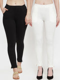 TAG 7 Women Pack Of 2 Solid Ankle-Length Straight-Fit Leggings | Grocsy