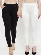 TAG 7 Women Pack Of 2 Solid Ankle-Length Straight-Fit Leggings | Grocsy