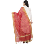 A R Silk VNS Ambi Border Fancy Dupatta Red Color Dupatta or Chunni | Grocsy