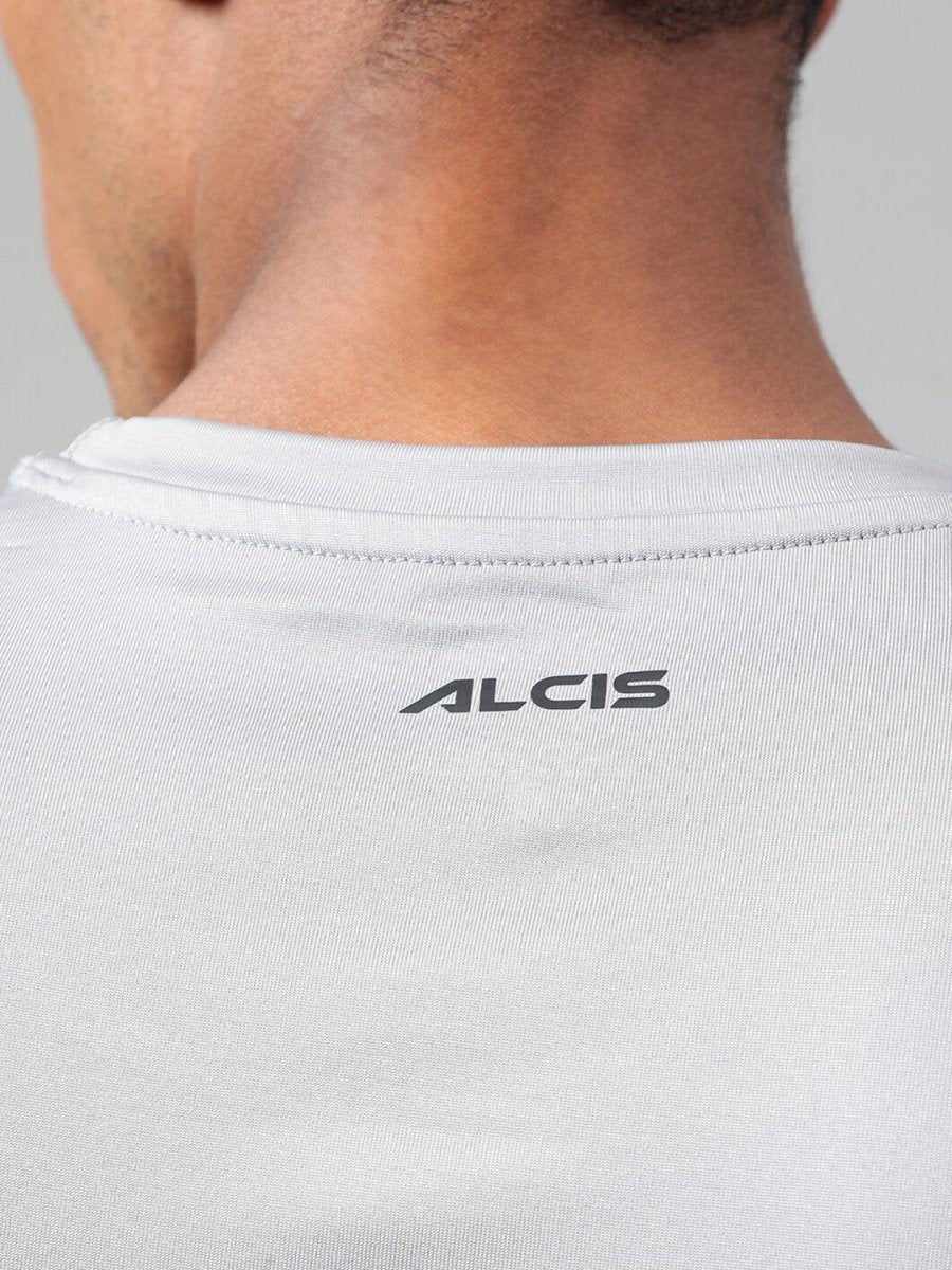 Alcis Typography Printed Anti-Static Dry Tech Slim Fit Sports T-shirt | Grocsy