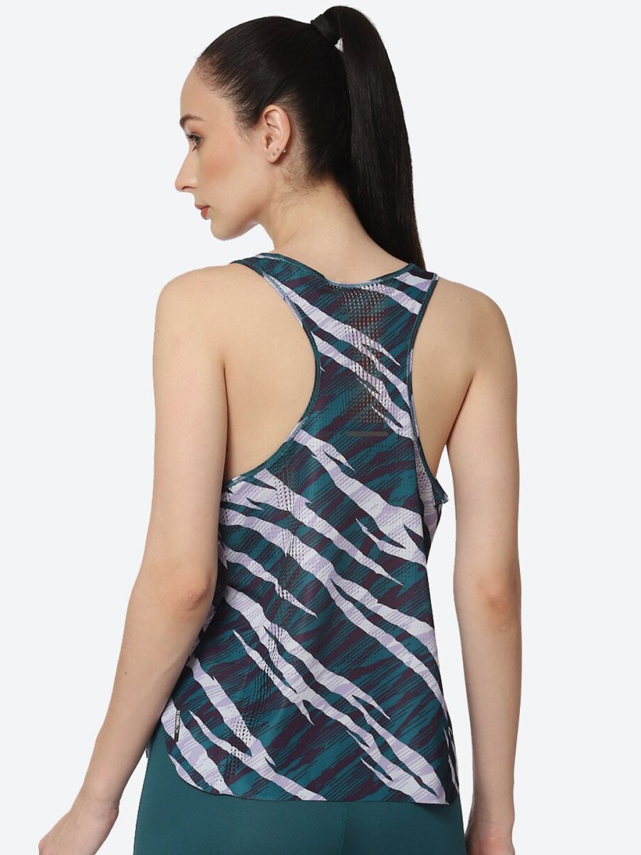 ASICS Ventilate Actibreeze Aop Women White Green Printed T-shirt | Grocsy