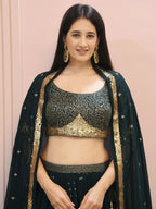 Tulsi Art Beautiful Green Sequins Mehendi Wear Lehenga Choli | Grocsy