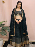 Tulsi Art Beautiful Green Sequins Mehendi Wear Lehenga Choli | Grocsy