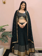 Tulsi Art Beautiful Green Sequins Mehendi Wear Lehenga Choli | Grocsy