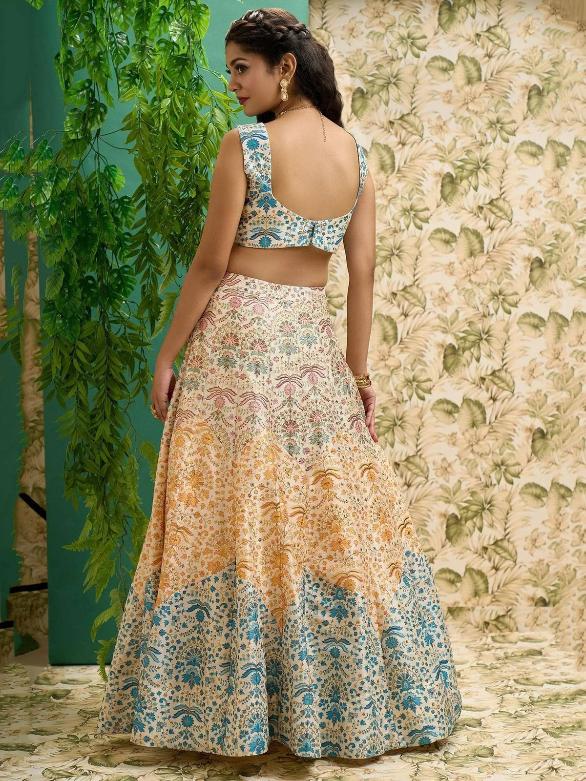 Tulsi Art Beautiful Multicolor Digital Printed Art Silk Event Wear Lehenga Choli | Grocsy