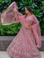 Tulsi Art Beautiful Pink Dori Work Soft Net Ceremony Wear Lehenga Choli | Grocsy