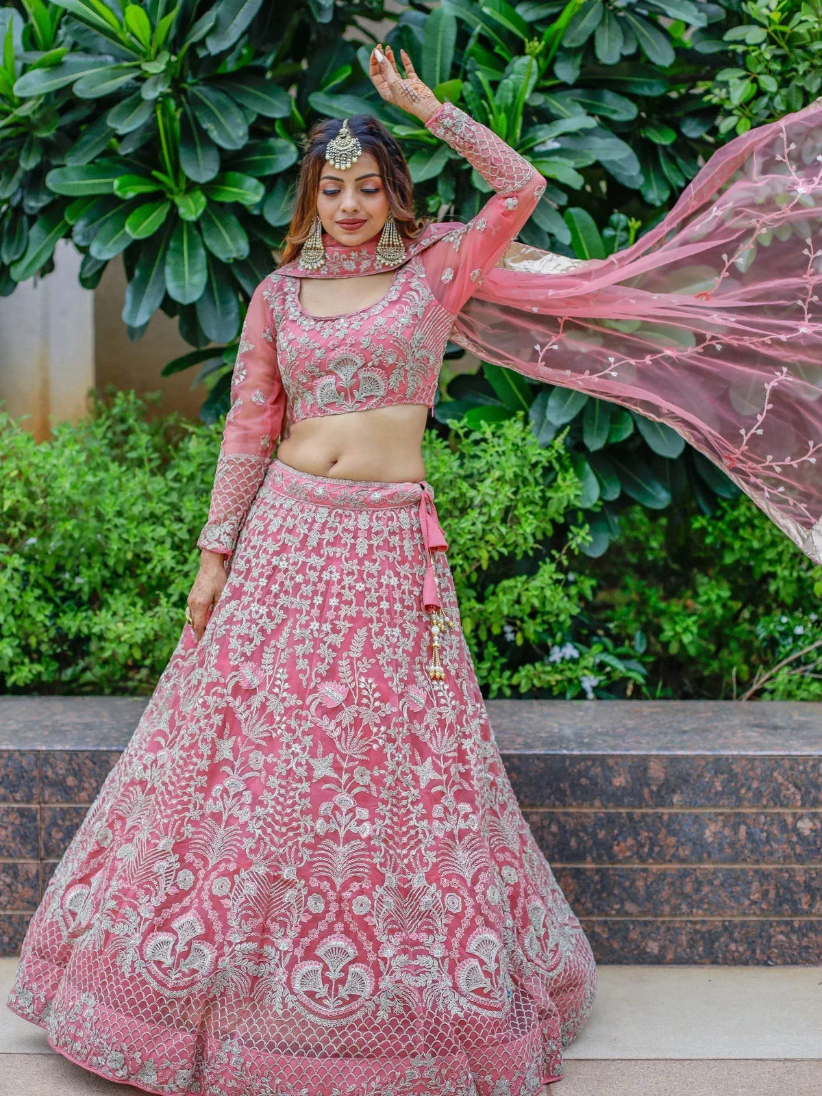 Tulsi Art Beautiful Pink Dori Work Soft Net Ceremony Wear Lehenga Choli | Grocsy