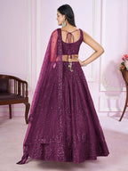 Tulsi Art Beautiful Purple Sequins Soft Net Function Wear Lehenga Choli | Grocsy