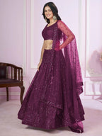Tulsi Art Beautiful Purple Sequins Soft Net Function Wear Lehenga Choli | Grocsy