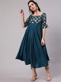 Aks Floral Printed Square Neck Anarkali Kurta | Grocsy